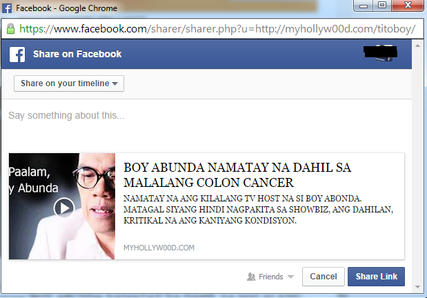 'BOY ABUNDA NAMATAY NA DAHIL SA MALALANG COLON CANCER MYHOLLYW00D.COM NAMATAY NA ANG KILALANG TV HOST NA SI BOY ABONDA. MATAGAL SIYANG HINDI NAGPAKITA SA SHOWBIZ, ANG DAHILAN, KRITIKAL NA ANG KANIYANG KONDISYON.' 'BOY ABUNDA NAMATAY NA DAHIL SA MALALANG COLON CANCER MYHOLLYW00D.COM NAMATAY NA ANG KILALANG TV HOST NA SI BOY ABONDA. MATAGAL SIYANG HINDI NAGPAKITA SA SHOWBIZ, ANG DAHILAN, KRITIKAL NA ANG KANIYANG KONDISYON.'