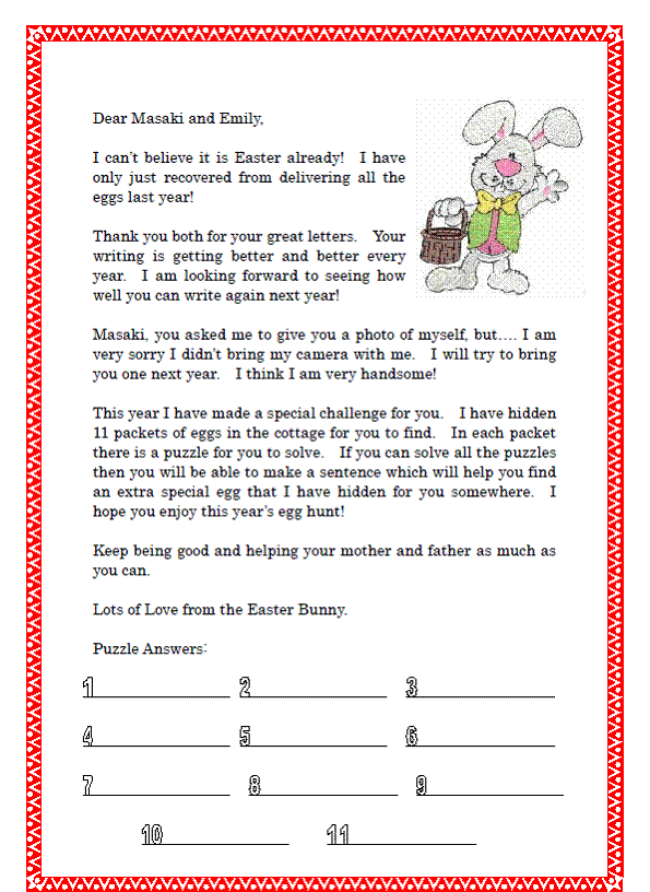 easter bunny letter template