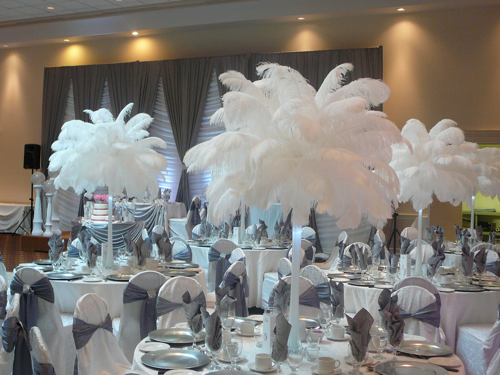 Modern Dining Room Table Plans White Ostrich Feather Centerpieces
