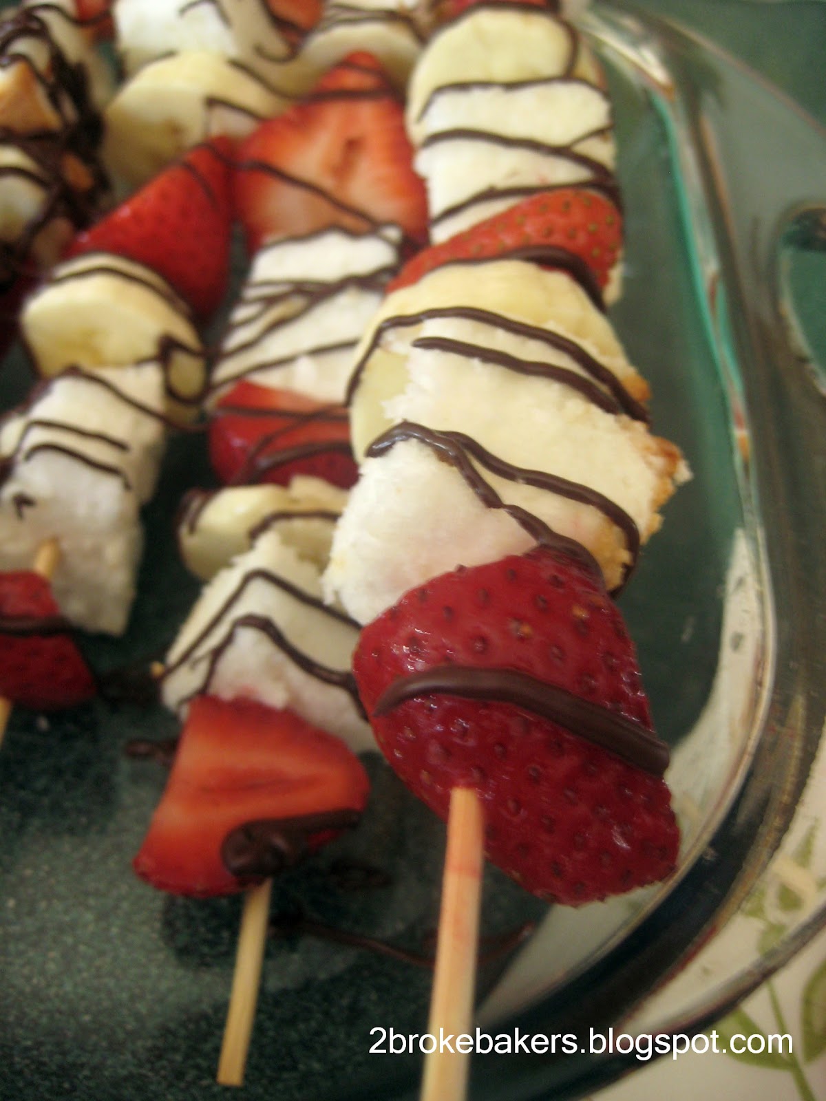 2 Broke Bakers Strawberry Banana Angel Food Cake Kabobs