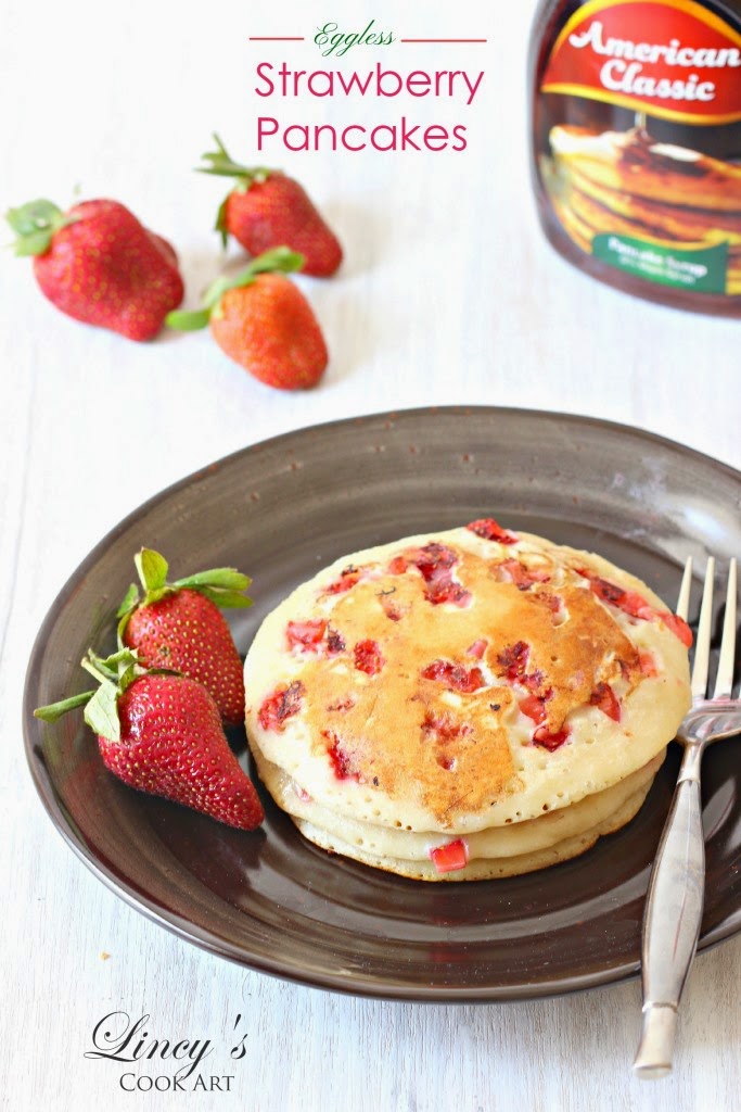 Eggless Strawberry Pancake Lincy's Cook Art