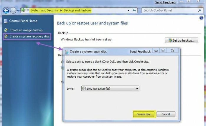 create a windows 7 repair disk
