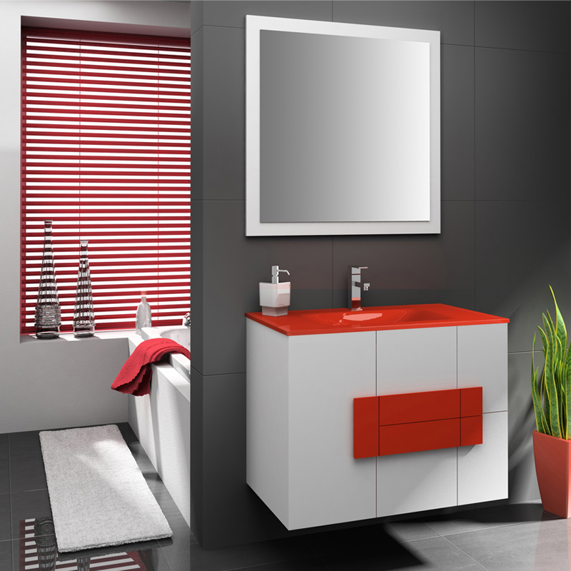 Cuarto de baño rojo y blanco: detalle de un moderno cuarto baño ...