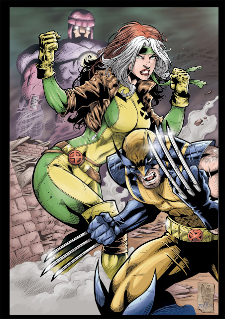 Sentinel, Rogue & Wolverine by Pencil: Marcio Abreu -   Ink + Color: John Castelhano