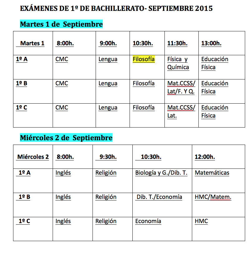 centro concertado nuestra señora del pilar calendario exámenes calendario septiembre 2014