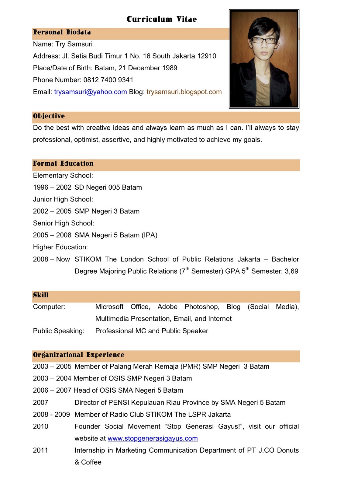 my curriculum vitae