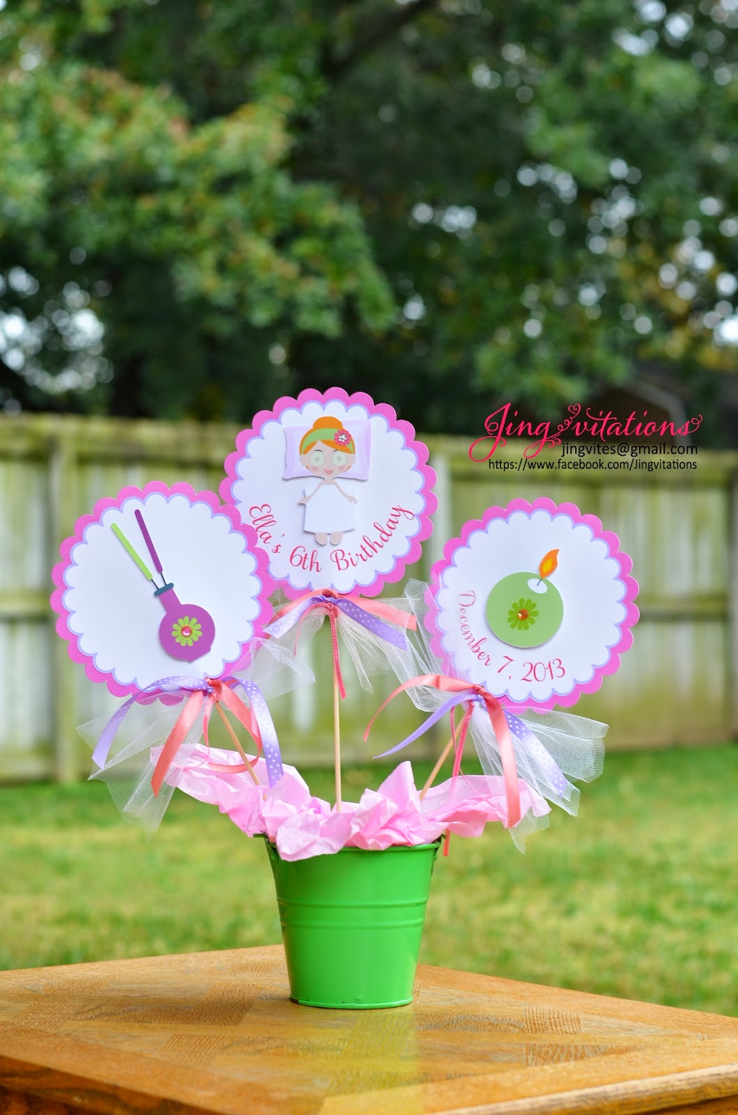 Jingvitations Spa Birthday Party Table Center Piece