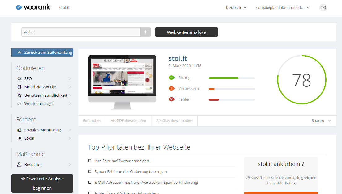 gratis website seo analyse