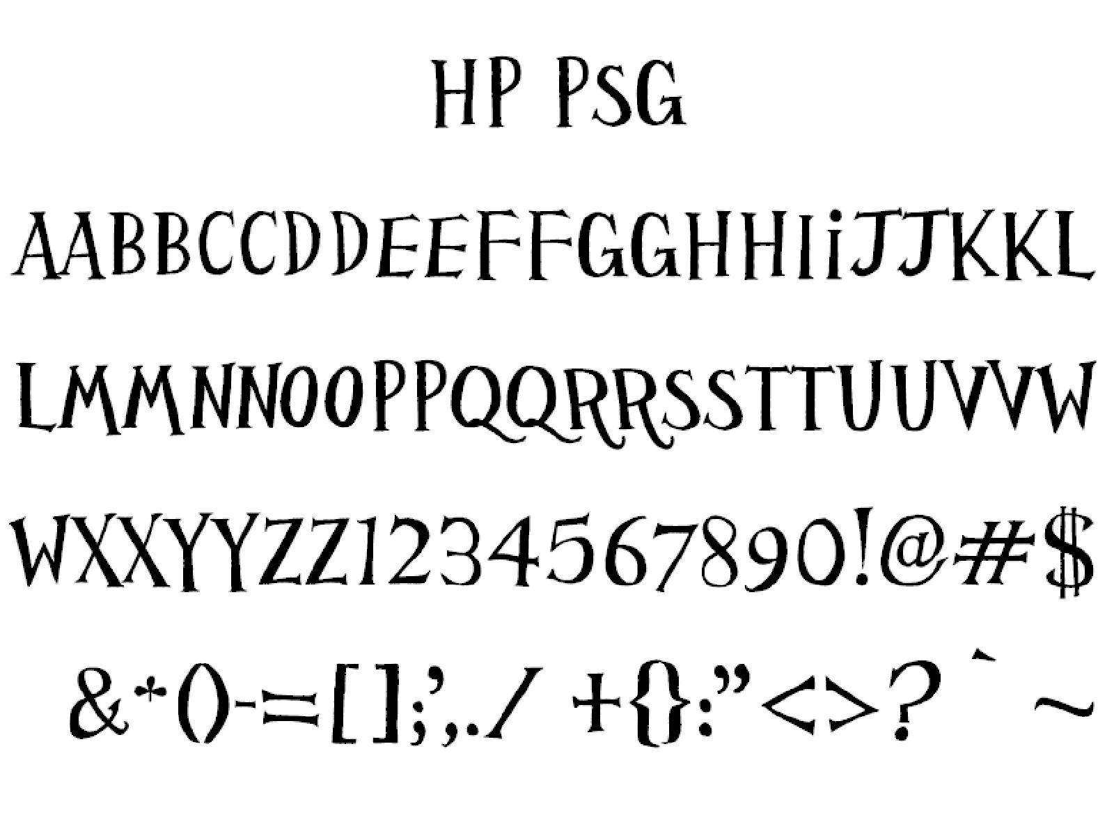 Font Alphabet Styles HP PSG