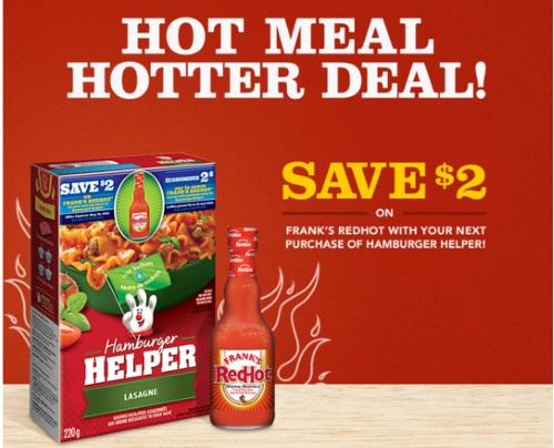Frank's Red Hot $2 Off Coupon on Hamburger Helper Boxes