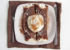 gingerbread crepes with eggnog whipped cream