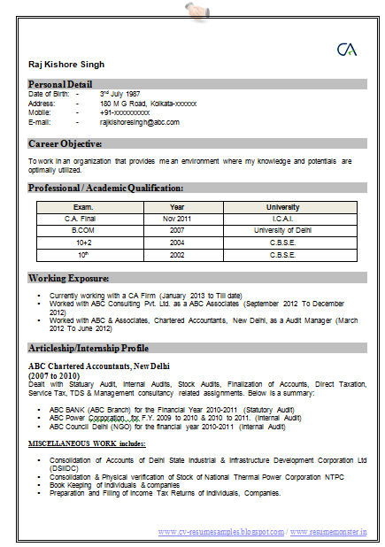 best resume format for ca articleship 10000 cv and resume sles with free best resume format best resume format for ca articleship 10000 cv and resume sles with free best resume format