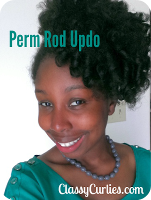Perm rod updo on natural hair