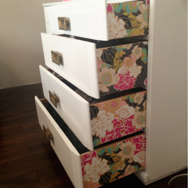 Bright Bold Diy Wallpaper Dresser