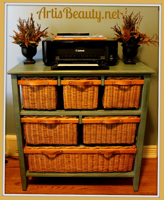 ART IS BEAUTY Wicker storage basket Dresser MAKE OVER!
