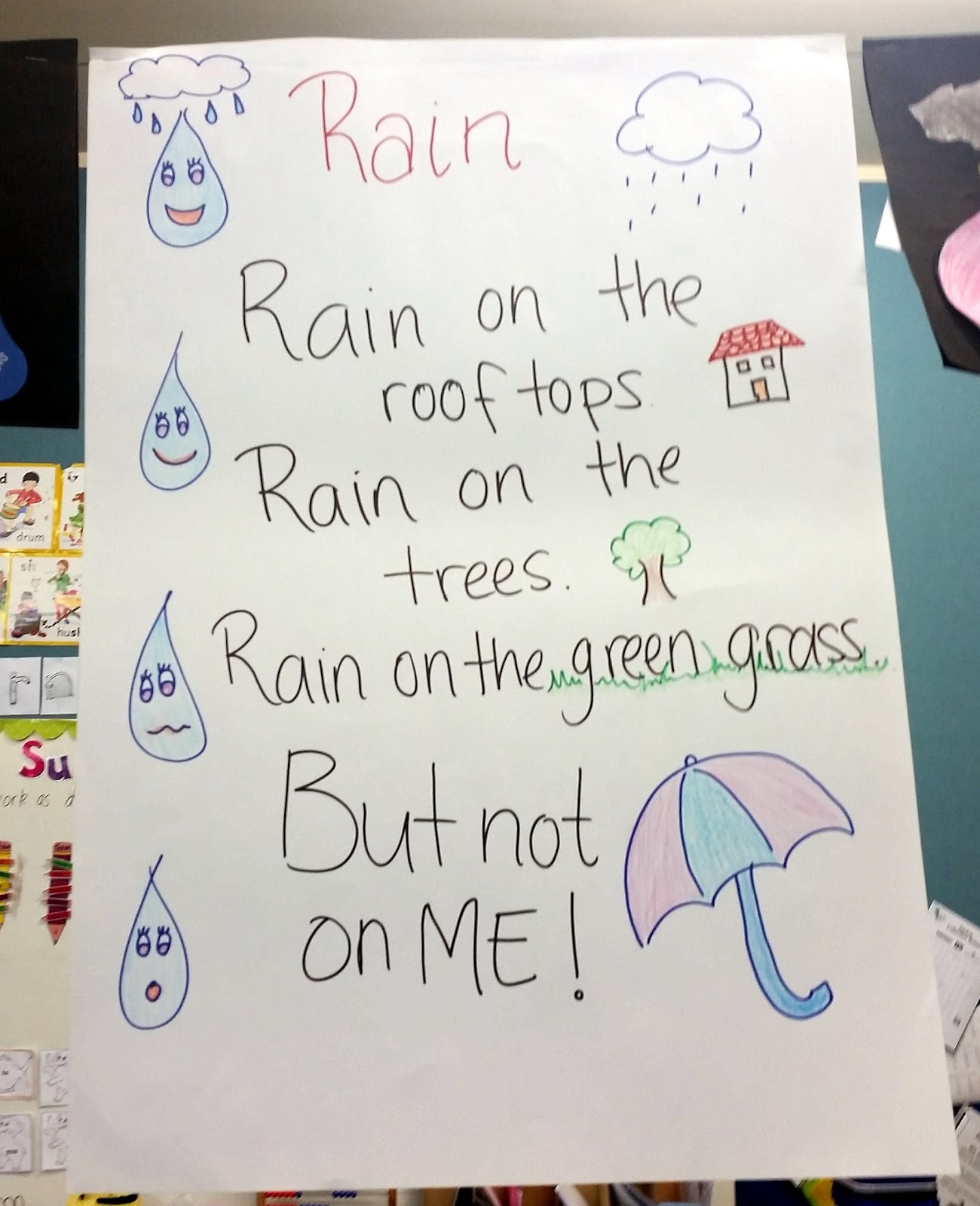 Super Team 7 Literacy Rain Poetry/Umbrella Art