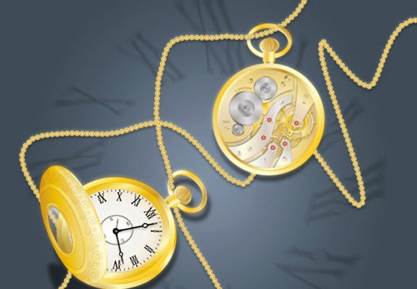 Draw a Glowing, Vector Pocket Watch Draw a Glowing, Vector Pocket Watch