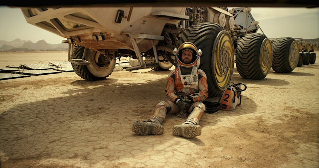 How will Mark Watney (Damon) survive on Mars for years? rover martian 2015 movie still