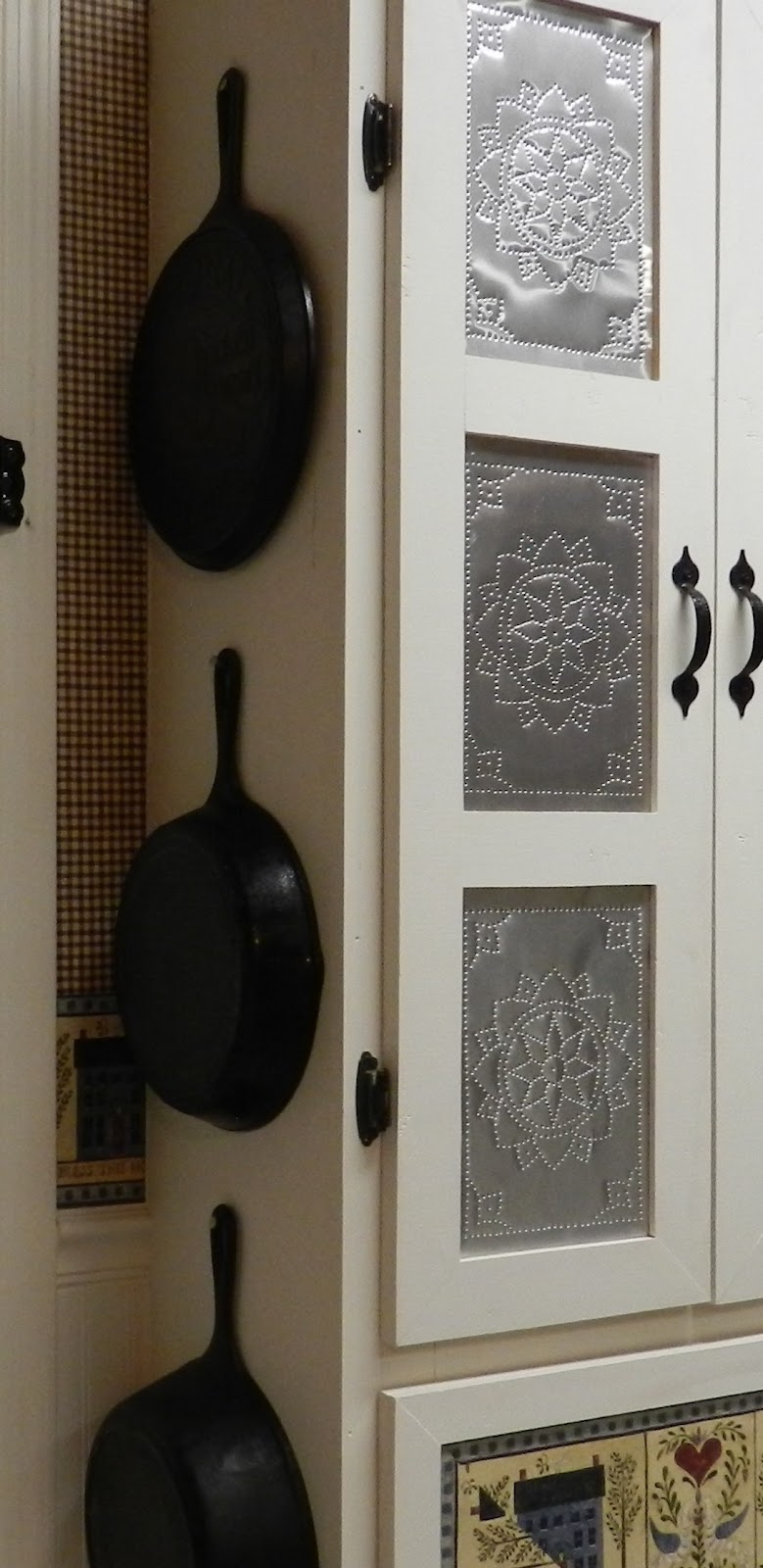 Sweetpepperrose Punched Tin Paneled Country Cabinet
