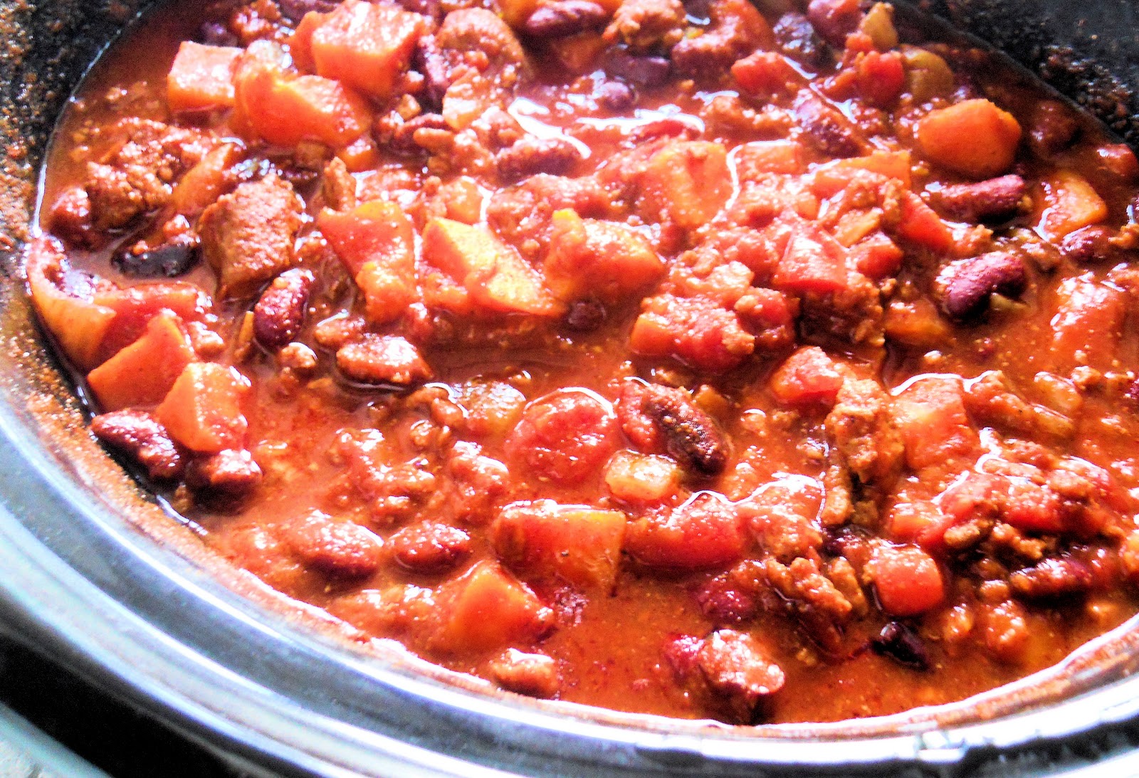 Crockpot Turkey Chili with Sweet Potatoes