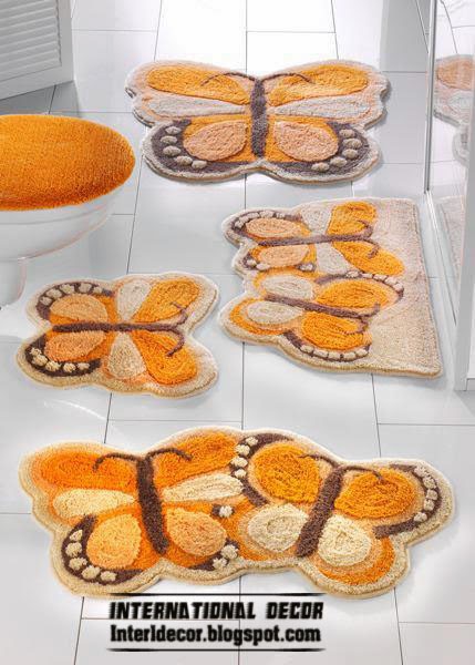 orange butterfly battroom rug sets and rugs
