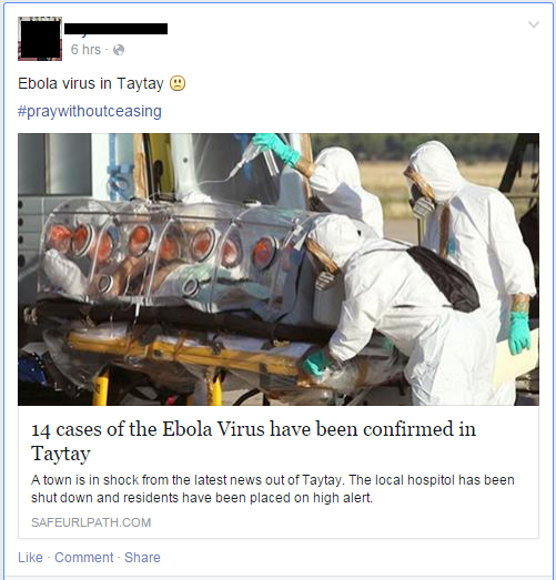 Ebola Finally Reaching Various Cities in Metro Manila, Philippines is a Hoax News Ebola Finally Reaching Various Cities in Metro Manila, Philippines is a Hoax News