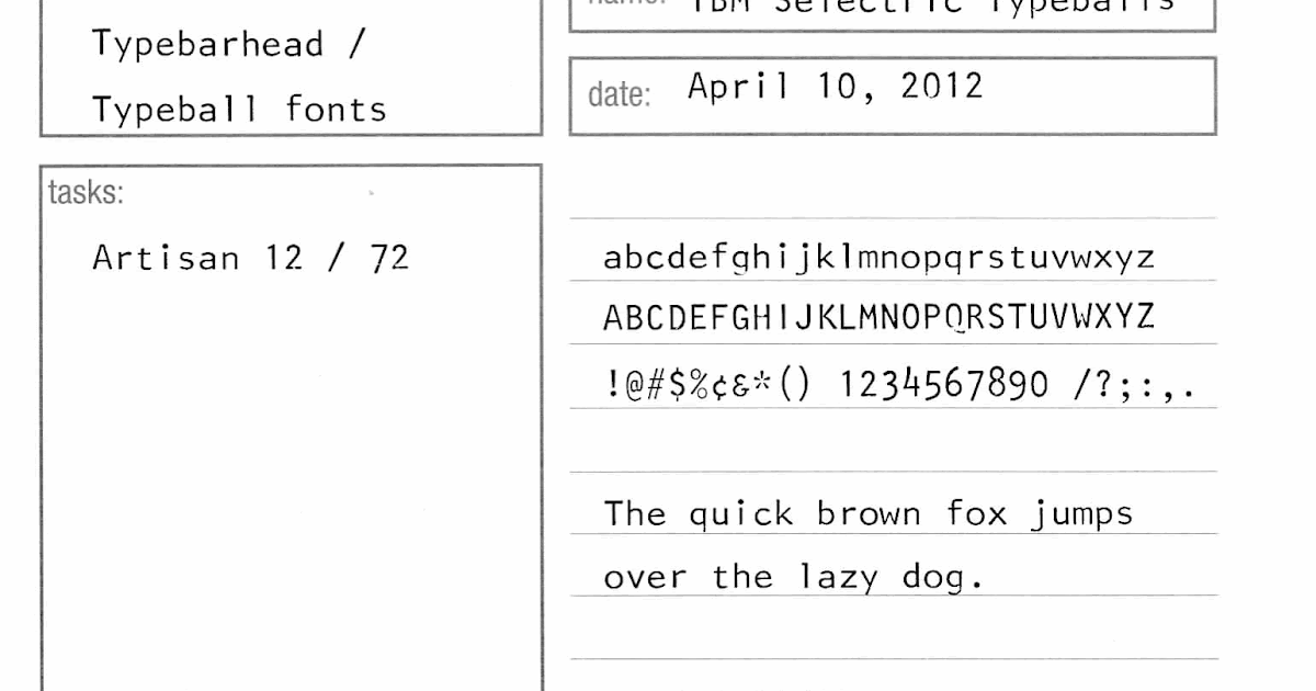 Typebarhead IBM Selectric Typeball Fonts