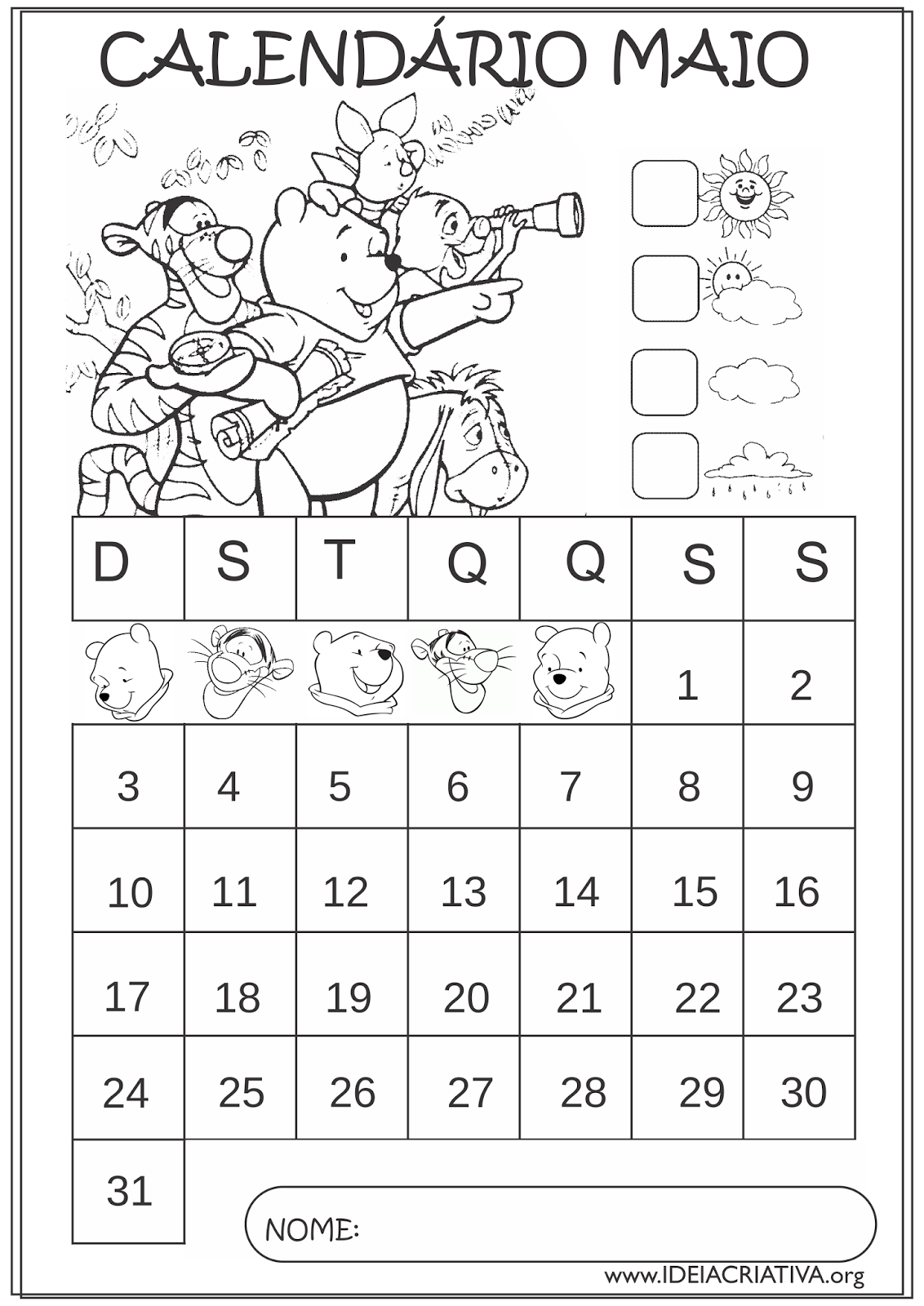 calendrios maio 2015 turma do pooh educao infantil