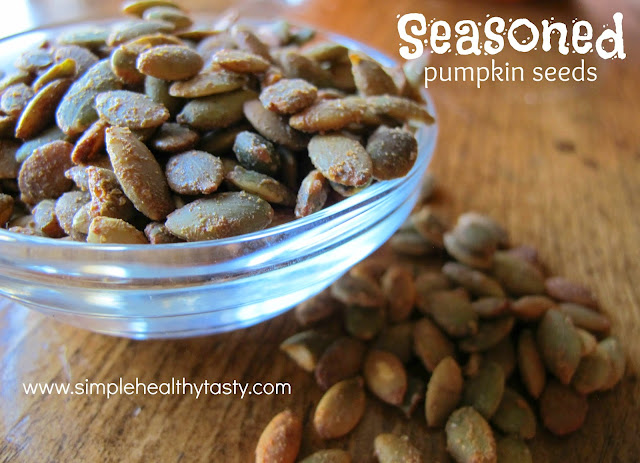 Different types of seasoned pumpkin seeds
