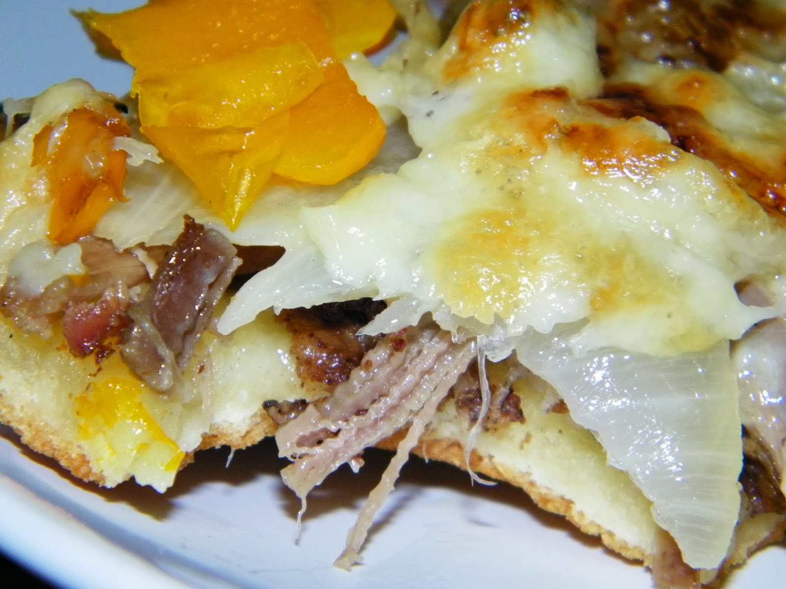 Sauceless Steak Onion and Pepper Naan Bread Pizza THE APRON