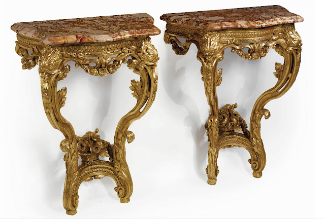 French, Louis XV-XVI Transition period console tables. Circa 1765.