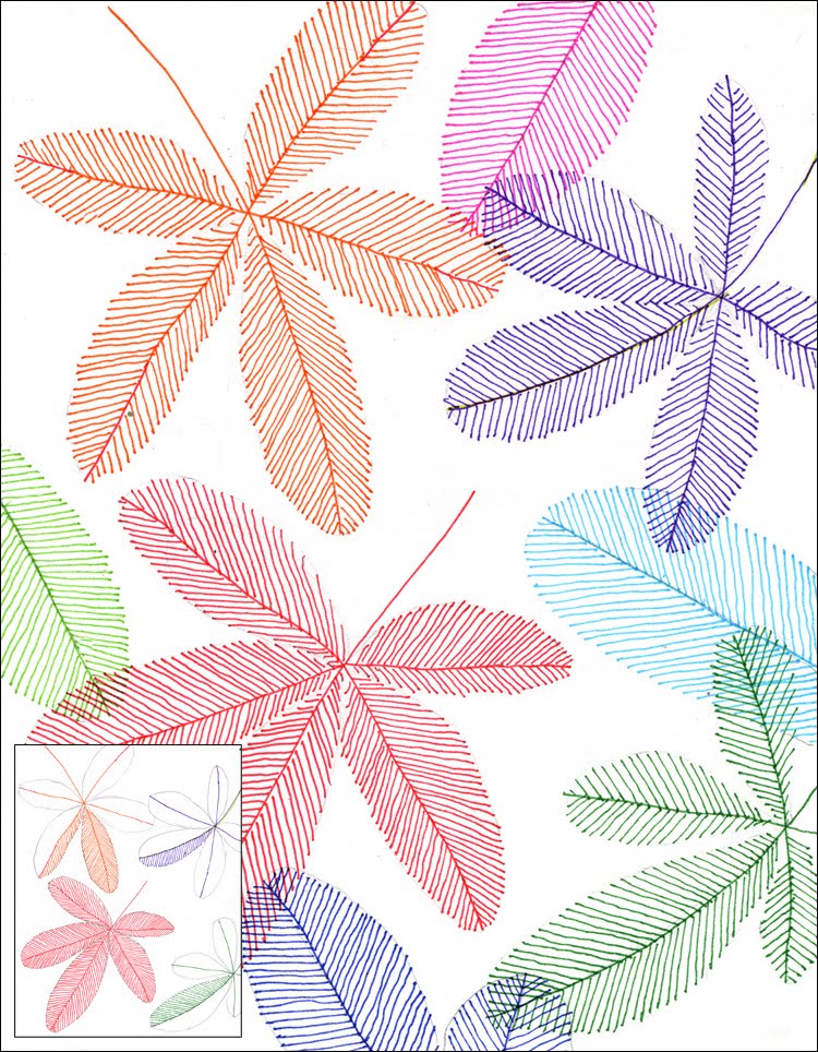 Line Art Leaves : Art projects for kids august