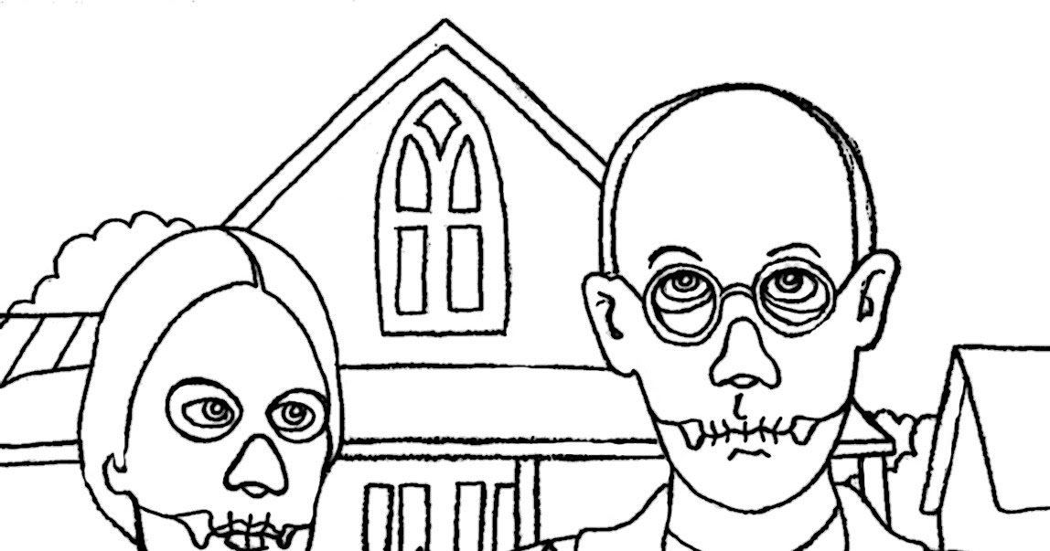 Yucca Flats, N.M.: Wenchkin's Coloring Pages - Skeletal American Gothic