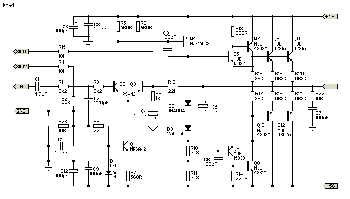 300W Subwoofer Power Amplifier Wiring Diagram