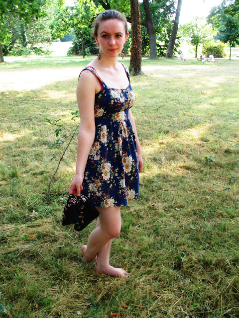 Parc de Bagatelle Paris floral dress barefoot grass