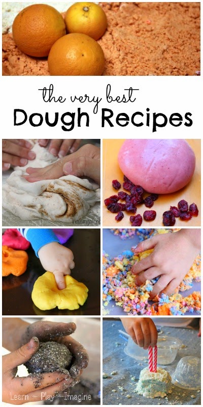 50+ incredible dough recipes for sensory play.  Raid your pantry, because you probably have everything you need to try out some new recipes for play!