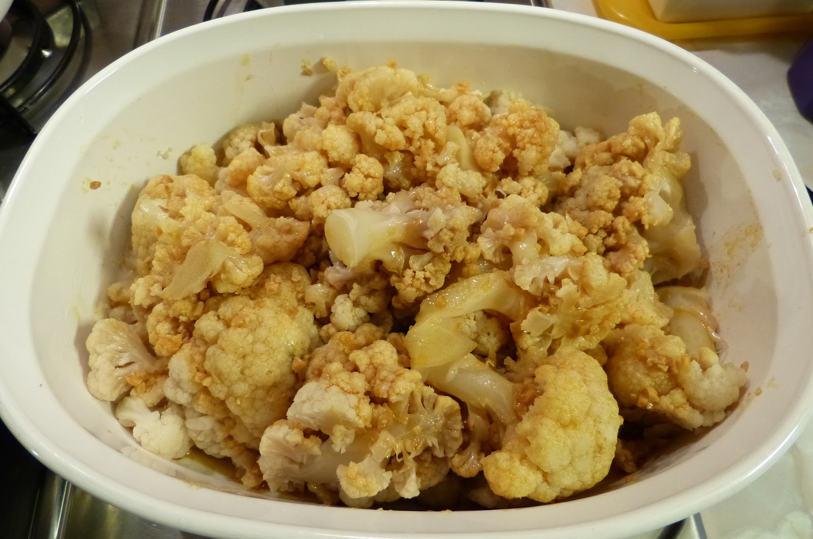 COLIFLOR CON AJO Y PIMENTÓN (EN MICROONDAS) Entre Fogones y