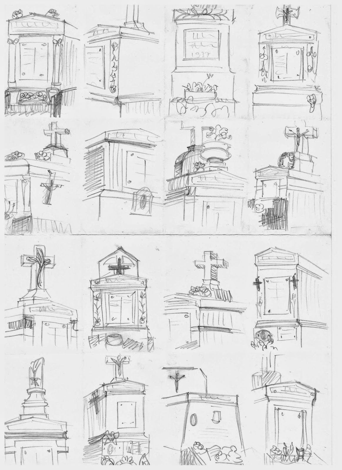 dessin croquis cimetière