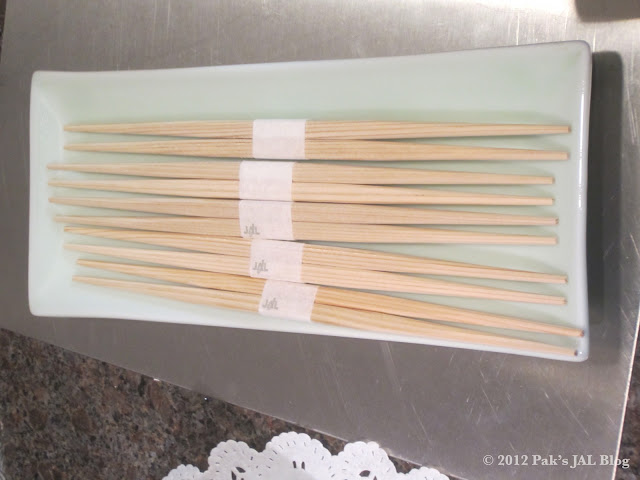 Special JAL chopsticks at JAL First Class Lounge at JFK Terminal 1