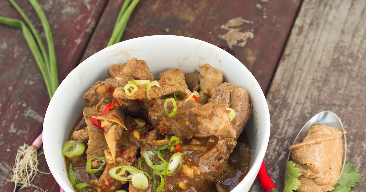 A Cook's Memoir My Kitchen Story with a Camera Sliced Pork chops in Peanut Butter Sauce