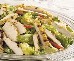 Healthy Warm Chicken Salad with Fruits and Nuts