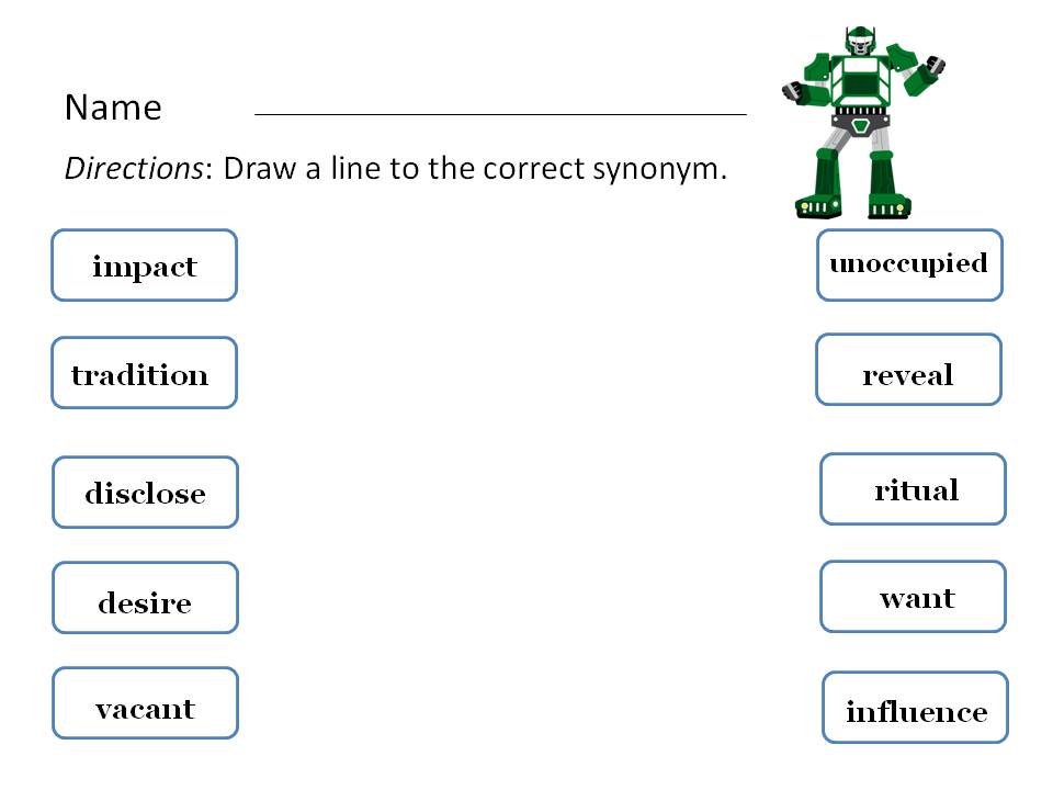 A Speechie's World Robotic Synonyms and Antonyms