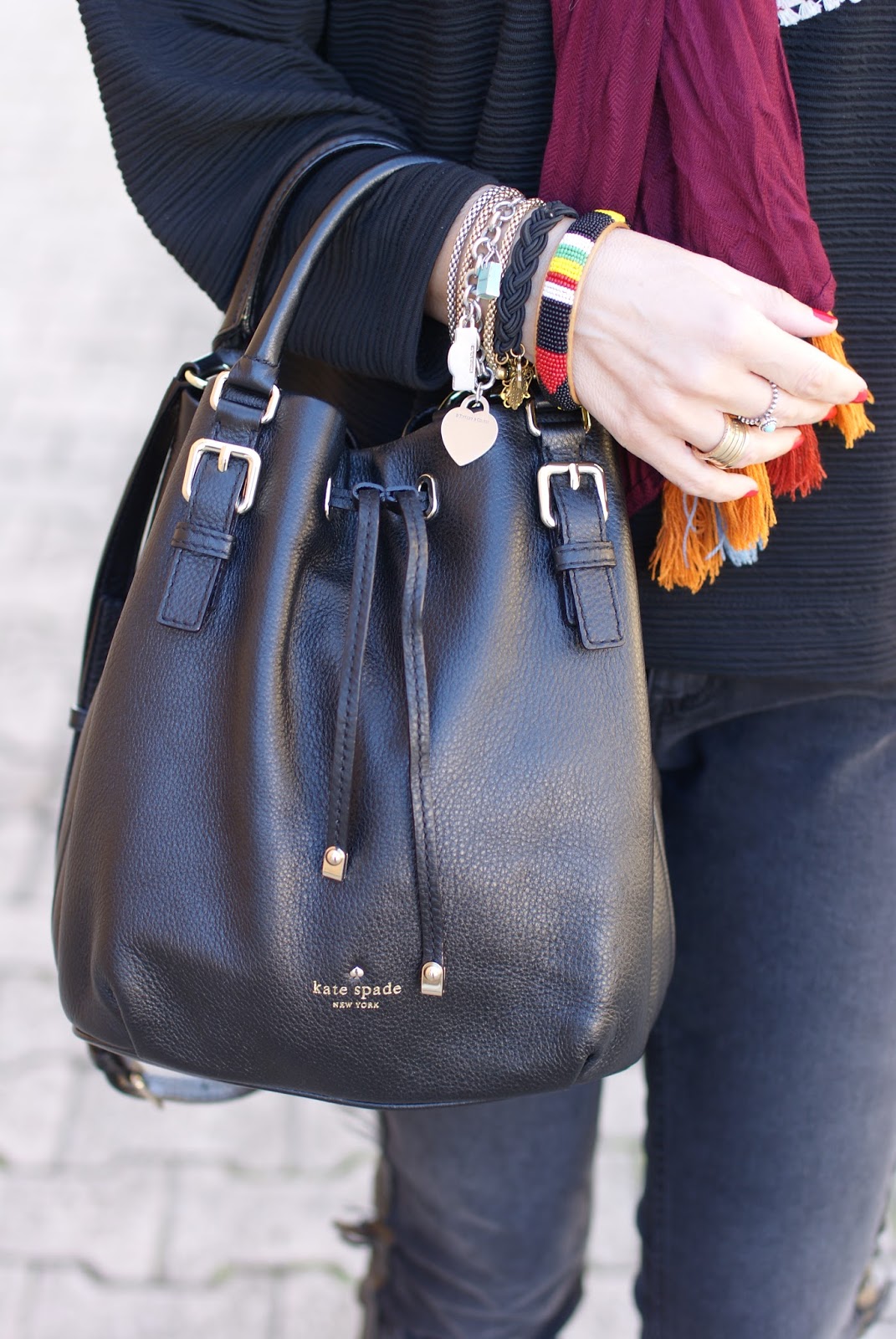 Kate Spade New York bucket bag on Fashion and Cookies fashion blog, fashion blogger style