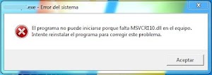 Solución a error Msvcr110.dll en el equipo Windows