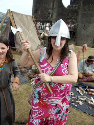Mrs Ty Siriol going into battle at Caerphilly Castle