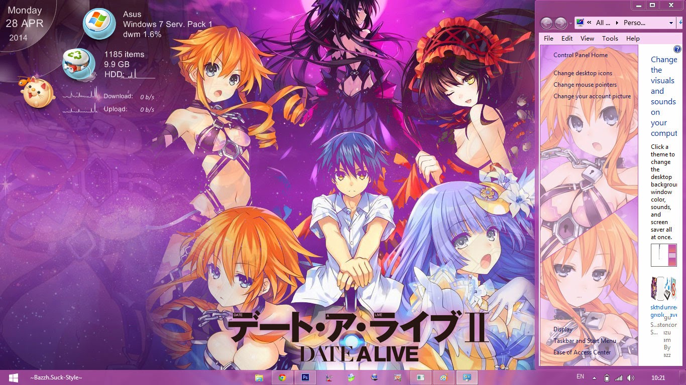 anime themes windows theme win 7 kaguya yuzuru yamai date a
