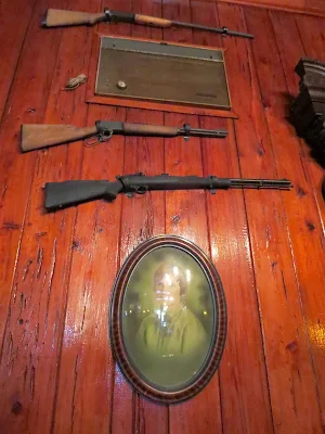 Rifles on the wall at the Rod and Gun Club in Everglades City Florida