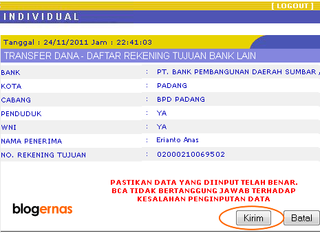 Cara Membuat Daftar Rekening Tujuan Transfer KlikBCA Online