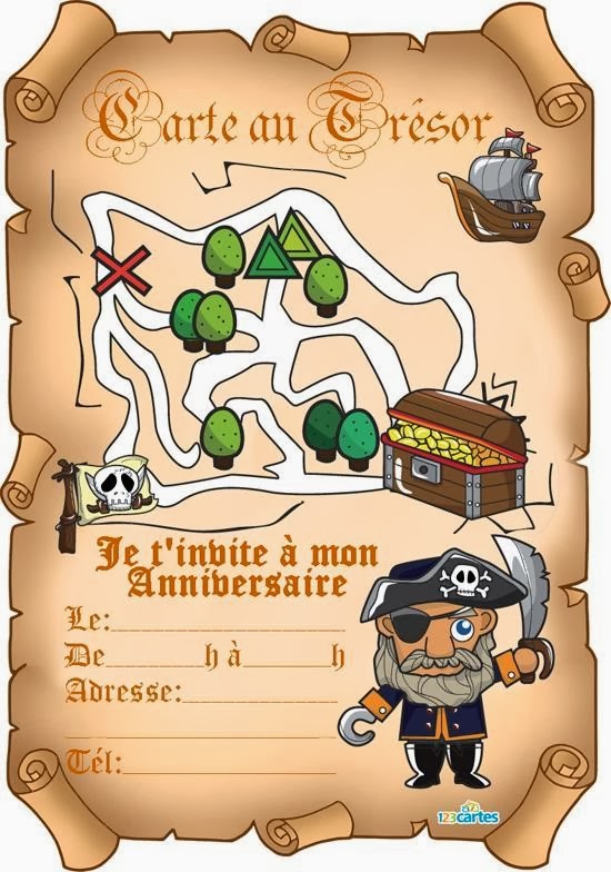 Carte Invitation Anniversaire Pirate