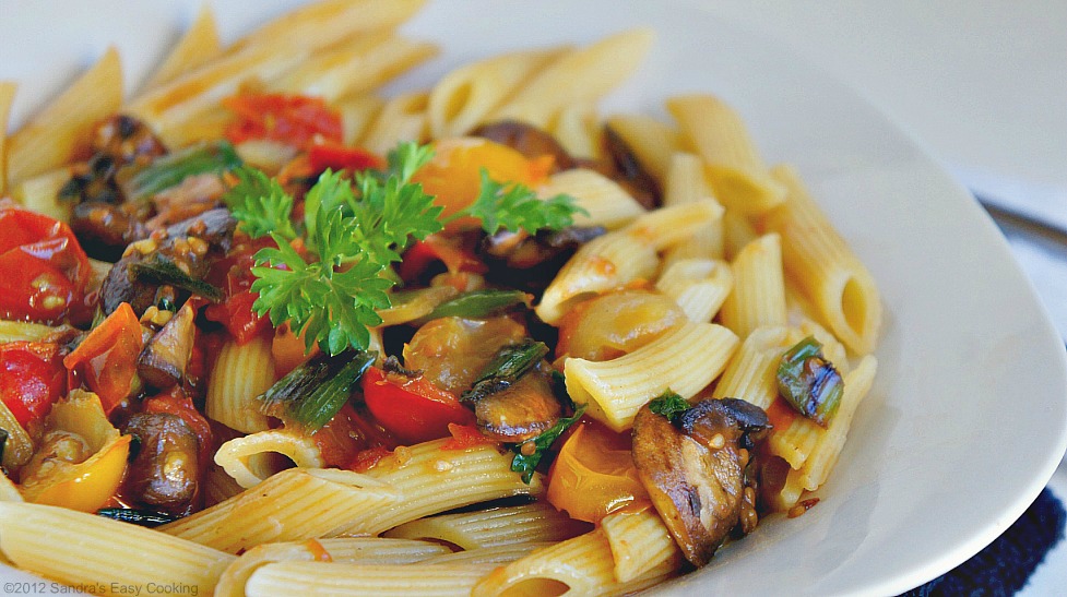 Rigatoni with Golden & Cherry Tomatoes and Baby Bella Mushrooms